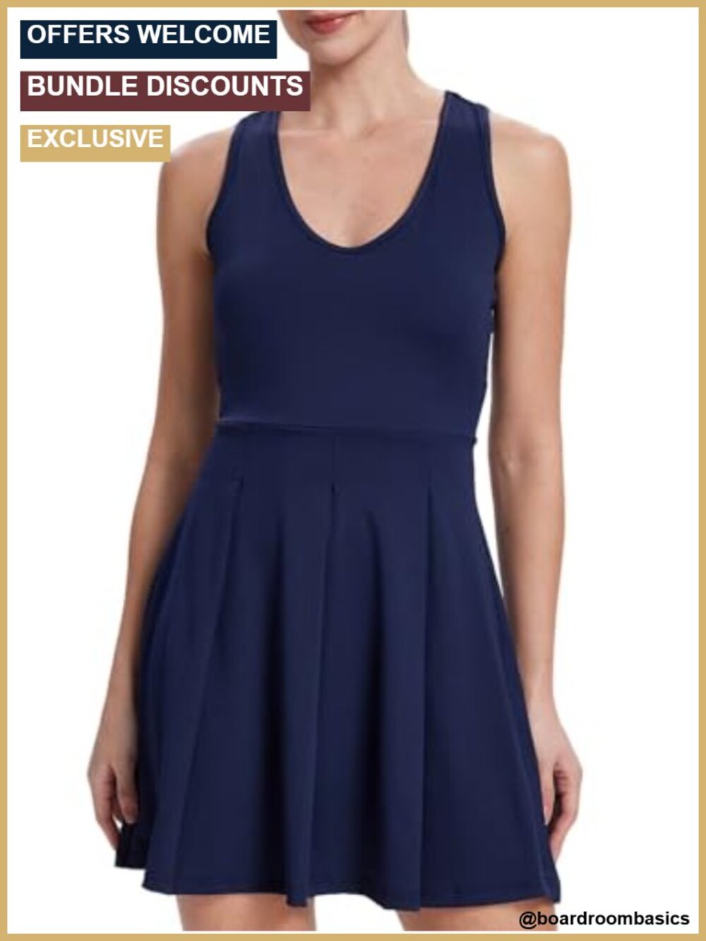 Women's Tennis Golf Dress Pleated A-Line Racerback Built-in Shorts Pockets